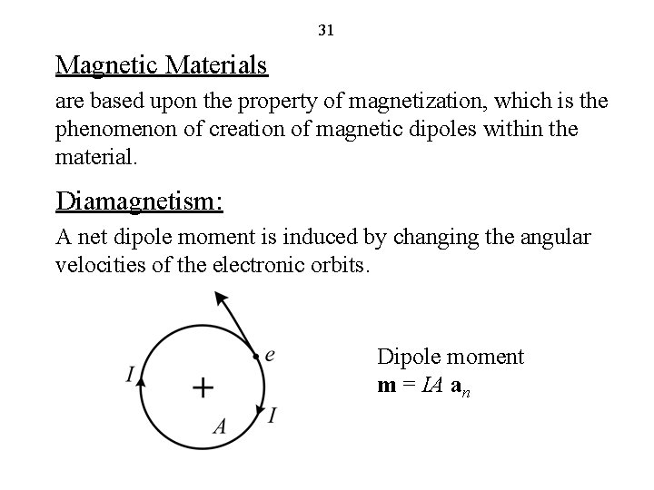 31 Magnetic Materials are based upon the property of magnetization, which is the phenomenon