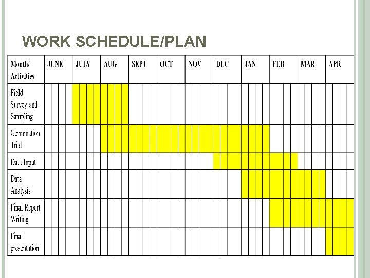 WORK SCHEDULE/PLAN 