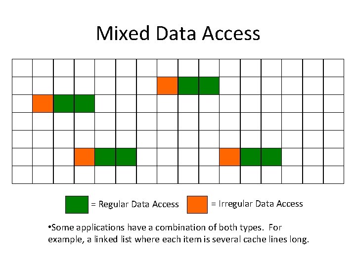 Mixed Data Access = Regular Data Access = Irregular Data Access • Some applications