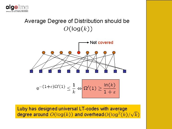 Average Degree of Distribution should be Not covered Luby has designed universal LT-codes with