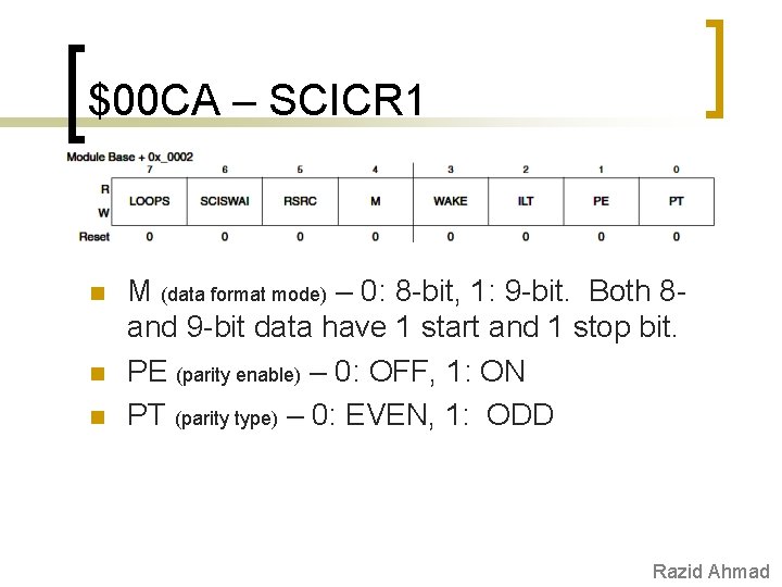 $00 CA – SCICR 1 n n n M (data format mode) – 0: