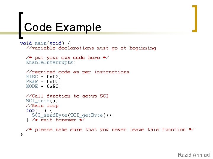 Code Example Razid Ahmad 