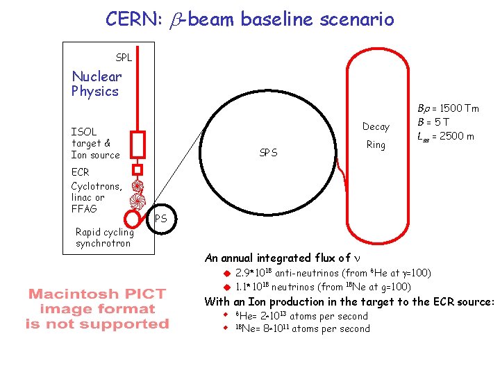 CERN: b-beam baseline scenario SPL Nuclear Physics Decay ISOL target & Ion source ECR