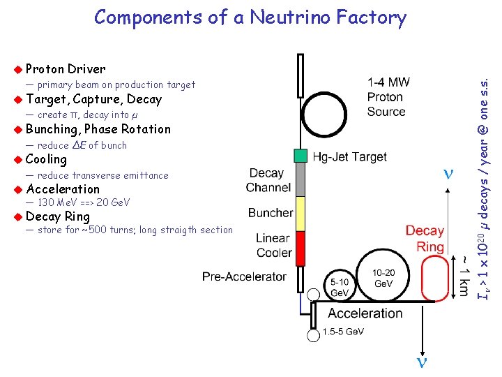 Components of a Neutrino Factory Driver — primary beam on production target Target, Capture,
