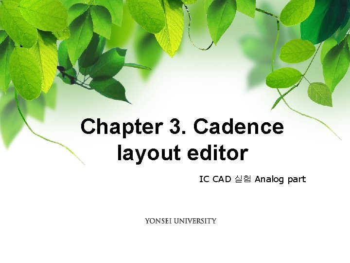 Chapter 3. Cadence layout editor IC CAD 실험 Analog part 