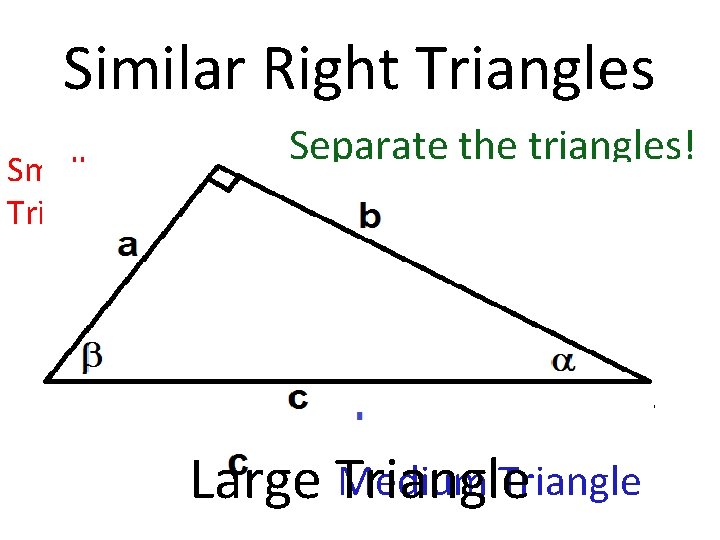 Similar Right Triangles Small Triangle Separate the triangles! Medium Triangle Large Triangle 
