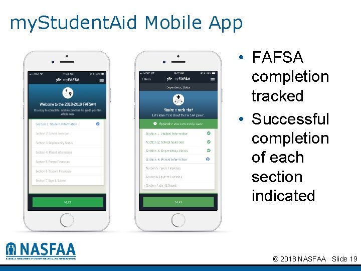 my. Student. Aid Mobile App • FAFSA completion tracked • Successful completion of each