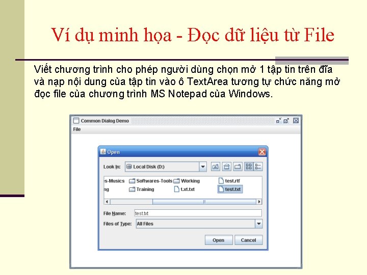 Ví dụ minh họa - Đọc dữ liệu từ File Viết chương trình cho