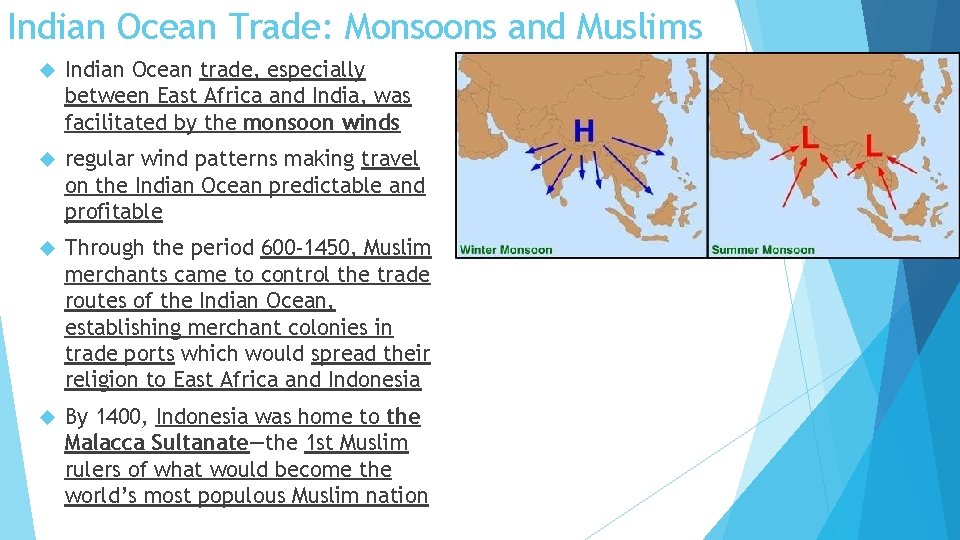 Indian Ocean Trade: Monsoons and Muslims Indian Ocean trade, especially between East Africa and