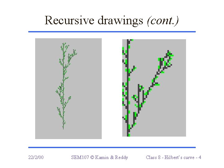 Recursive drawings (cont. ) 22/2/00 SEM 107 © Kamin & Reddy Class 8 -