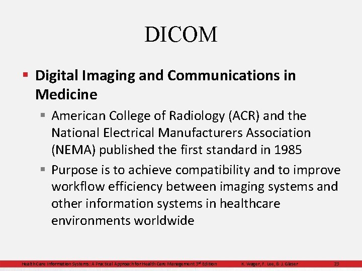 DICOM § Digital Imaging and Communications in Medicine § American College of Radiology (ACR)