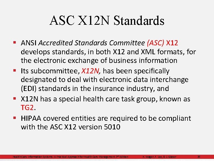 ASC X 12 N Standards § ANSI Accredited Standards Committee (ASC) X 12 develops