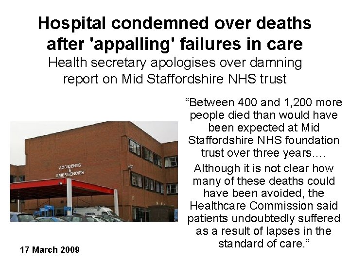 Hospital condemned over deaths after 'appalling' failures in care Health secretary apologises over damning