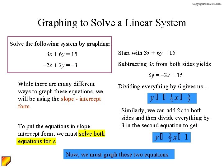 Systems of Linear Equations Using a Graph to