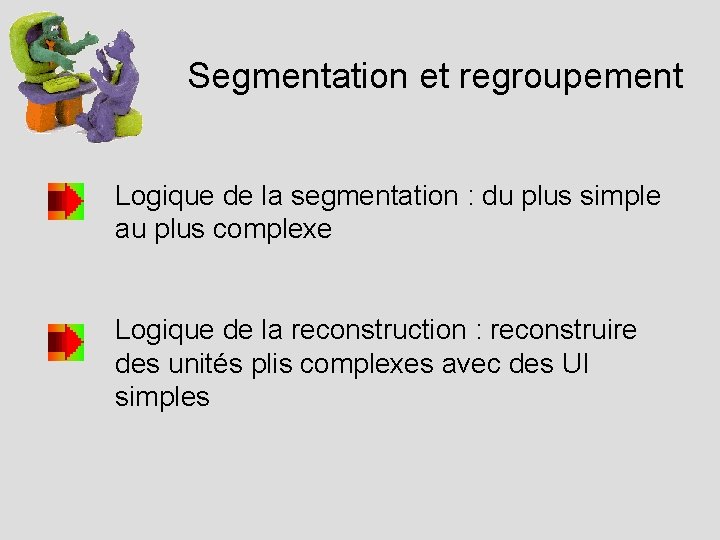 Segmentation et regroupement Logique de la segmentation : du plus simple au plus complexe