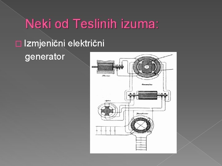 Neki od Teslinih izuma: � Izmjenični generator električni 