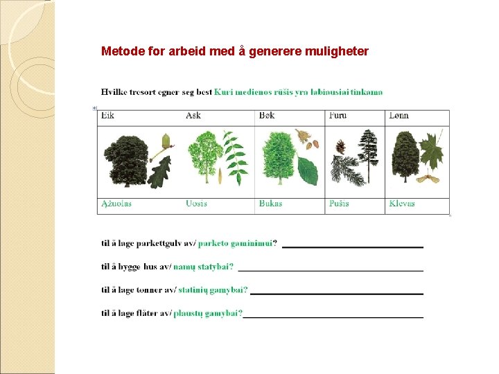 Metode for arbeid med å generere muligheter 