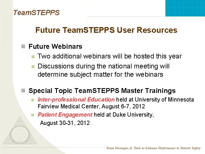 Team. STEPPS Future Team. STEPPS User Resources n Future Webinars n n Two additional