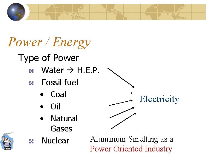 Power / Energy Type of Power Water H. E. P. Fossil fuel • Coal