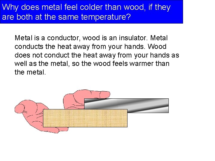Why does metal feel colder than wood, if they are both at the same Why does metal feel colder than wood, if they are both at the same