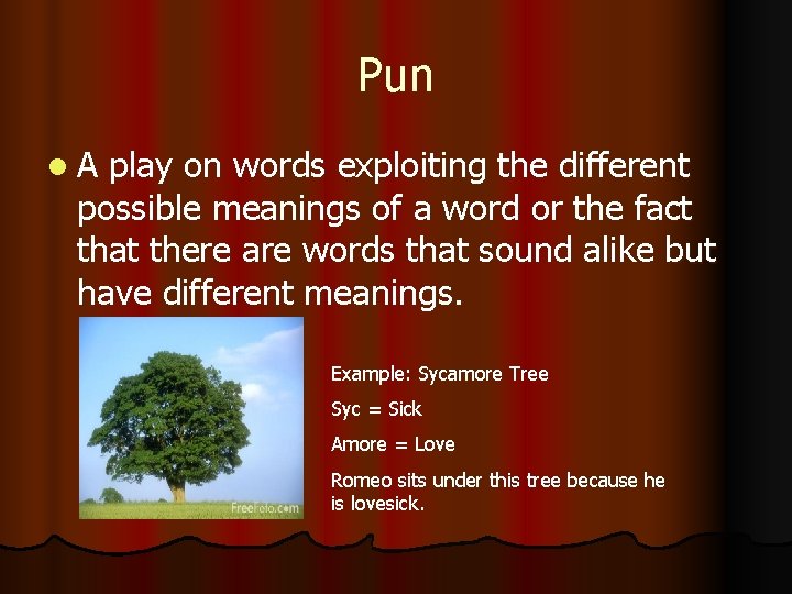 Pun l. A play on words exploiting the different possible meanings of a word