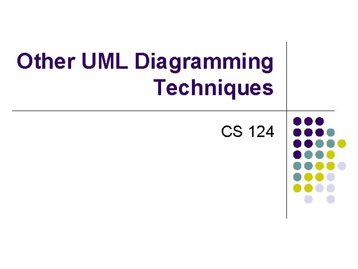 Other UML Diagramming Techniques CS 124 