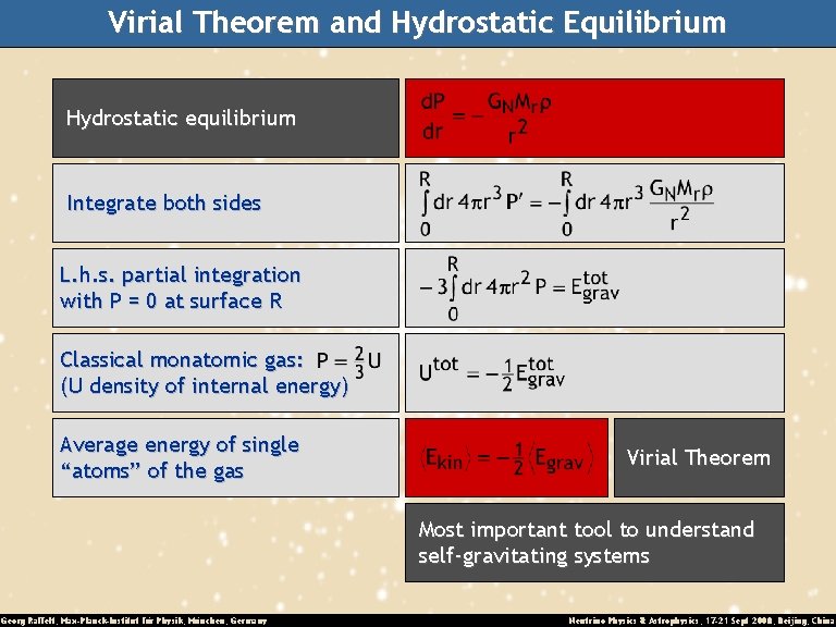 Virial Theorem and Hydrostatic Equilibrium Hydrostatic equilibrium Integrate both sides L. h. s. partial