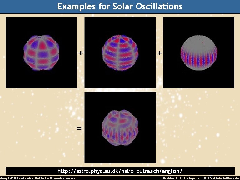 Examples for Solar Oscillations + + = http: //astro. phys. au. dk/helio_outreach/english/ Georg Raffelt,