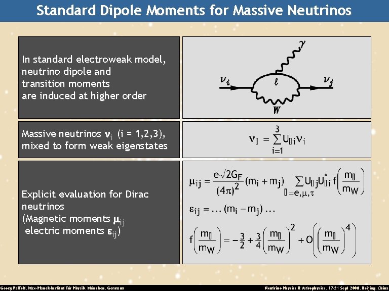 Standard Dipole Moments for Massive Neutrinos In standard electroweak model, neutrino dipole and transition