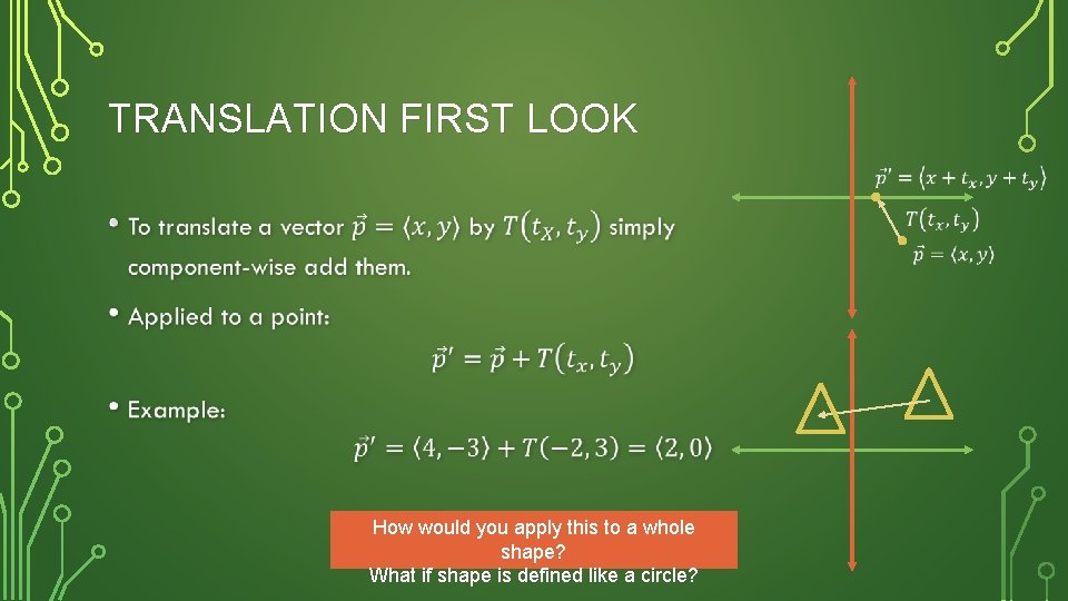 TRANSLATION FIRST LOOK • How would you apply this to a whole shape? What