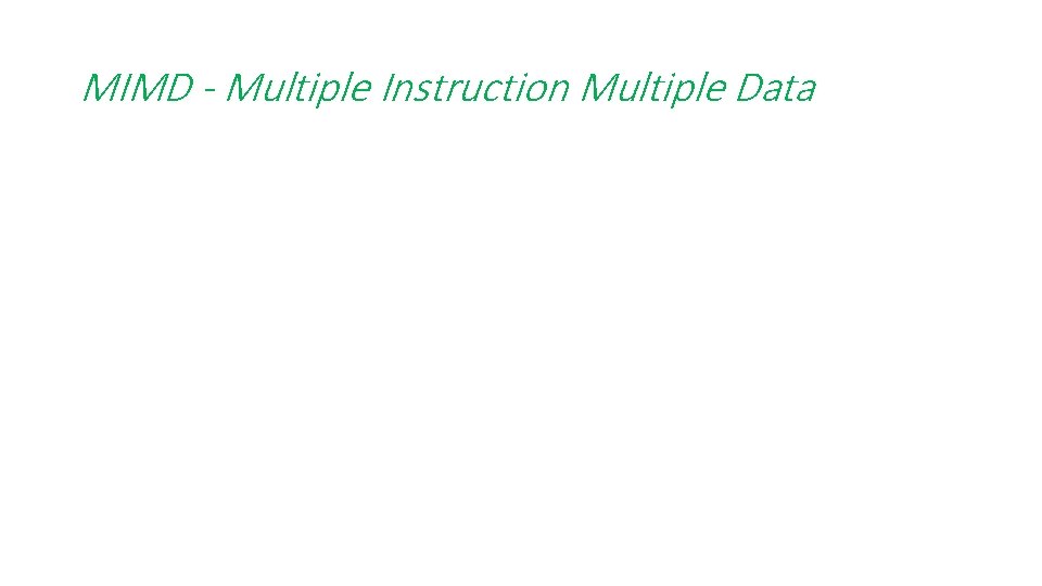 MIMD - Multiple Instruction Multiple Data 
