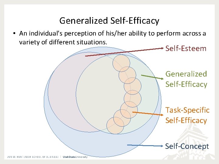 Generalized Self-Efficacy • An individual’s perception of his/her ability to perform across a variety