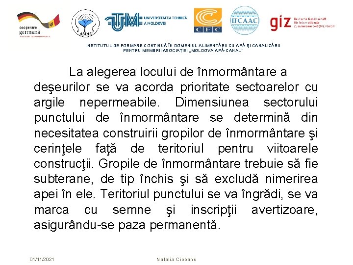 INSTITUTUL DE FORMARE CONTINUĂ ÎN DOMENIUL ALIMENTĂRII CU APĂ ŞI CANALIZĂRII PENTRU MEMBRII ASOCIAȚIEI