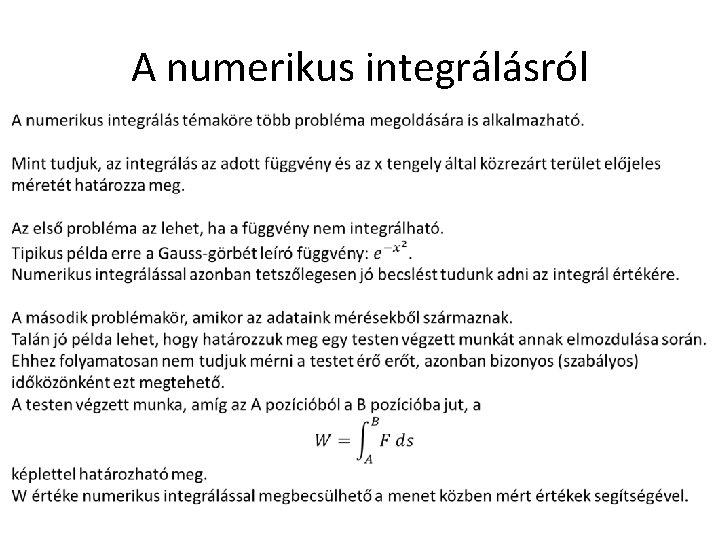 A numerikus integrálásról 