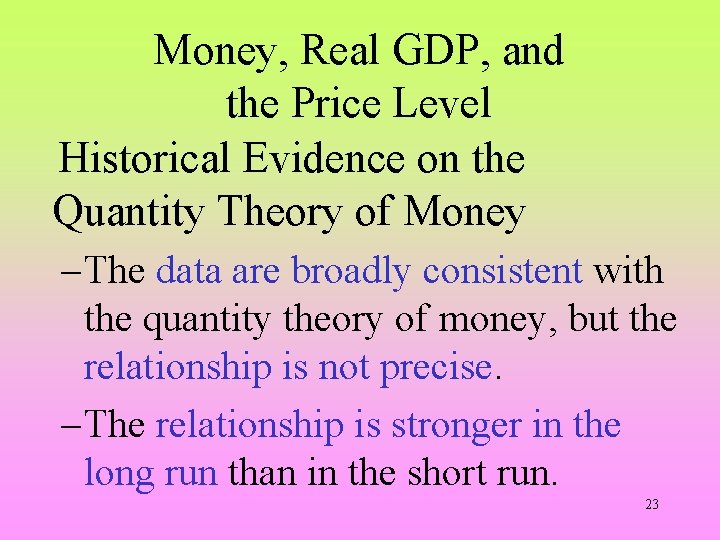 Money, Real GDP, and the Price Level Historical Evidence on the Quantity Theory of