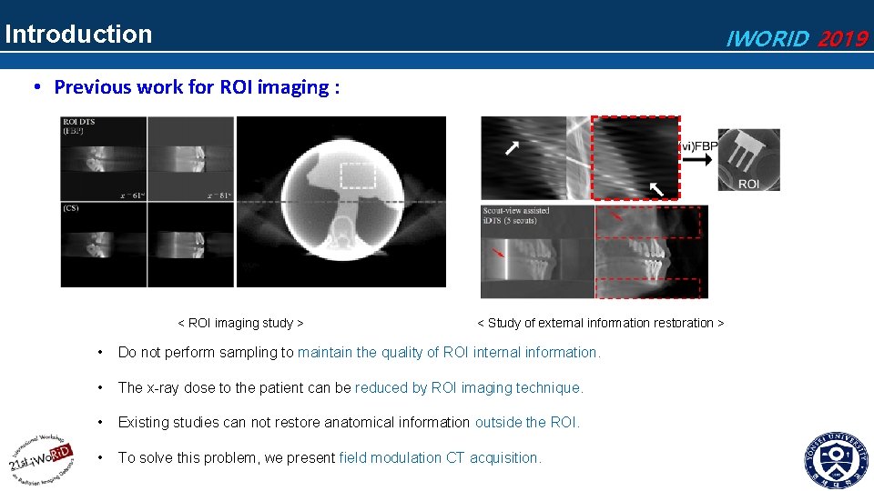 Introduction IWORID 2019 • Previous work for ROI imaging : < ROI imaging study