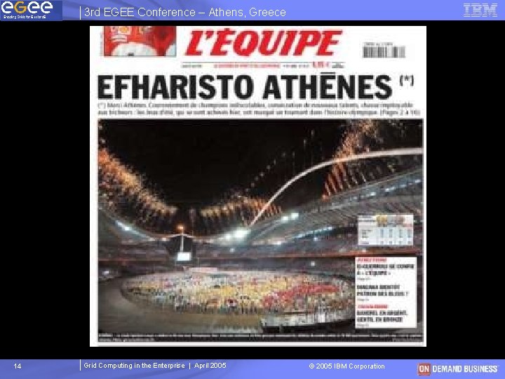 3 rd EGEE Conference – Athens, Greece 14 Grid Computing in the Enterprise | 3 rd EGEE Conference – Athens, Greece 14 Grid Computing in the Enterprise |