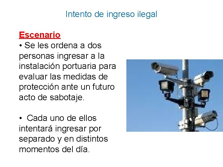 Intento de ingreso ilegal Escenario • Se les ordena a dos personas ingresar a