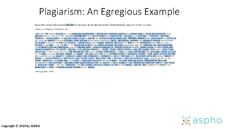 Plagiarism: An Egregious Example Copyright © 2019 by ASPHO 