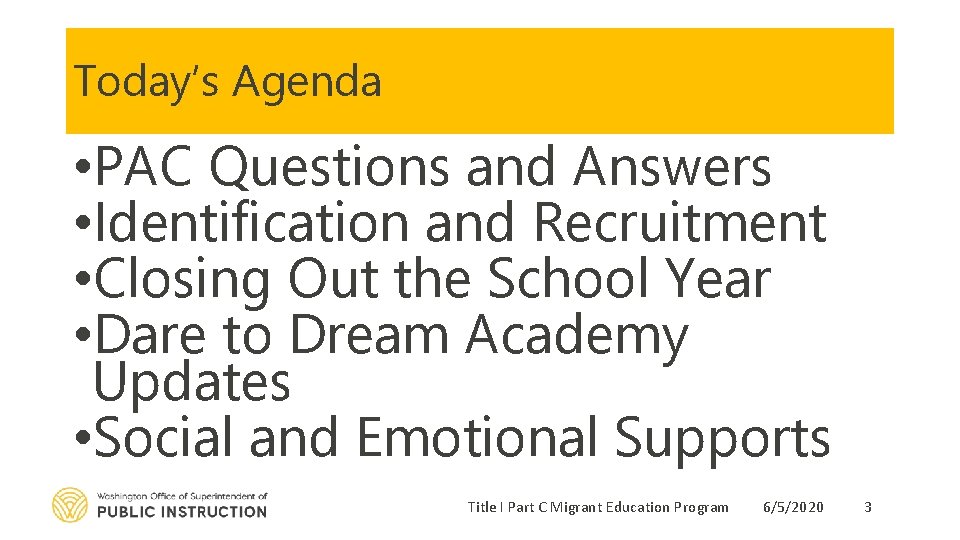 Today’s Agenda • PAC Questions and Answers • Identification and Recruitment • Closing Out