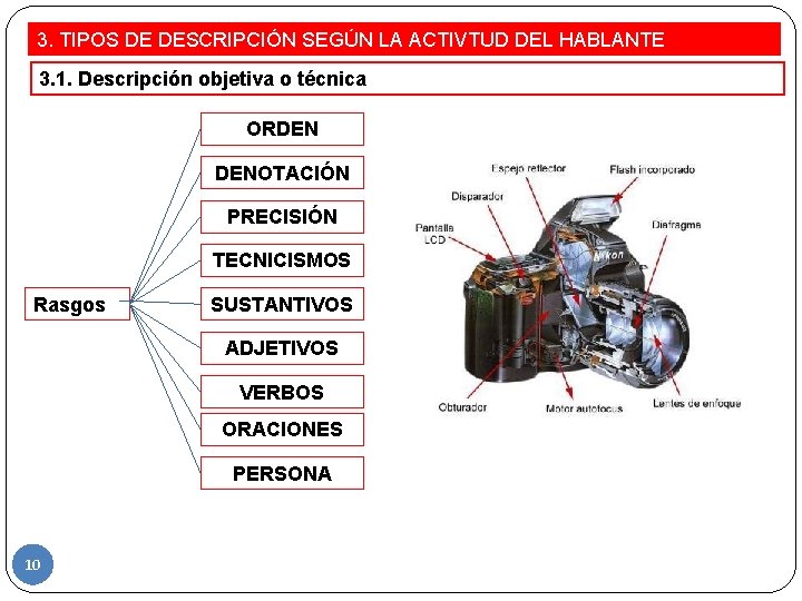 3. TIPOS DE DESCRIPCIÓN SEGÚN LA ACTIVTUD DEL HABLANTE 3. 1. Descripción objetiva o