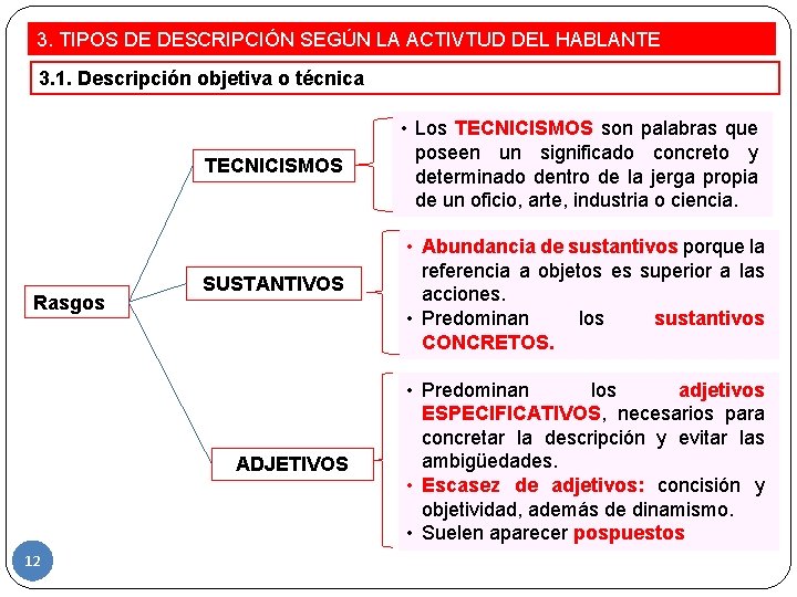 3. TIPOS DE DESCRIPCIÓN SEGÚN LA ACTIVTUD DEL HABLANTE 3. 1. Descripción objetiva o