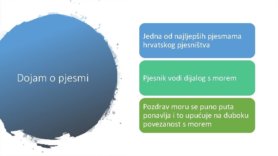 Jedna od najljepših pjesmama hrvatskog pjesništva Dojam o pjesmi Pjesnik vodi dijalog s morem