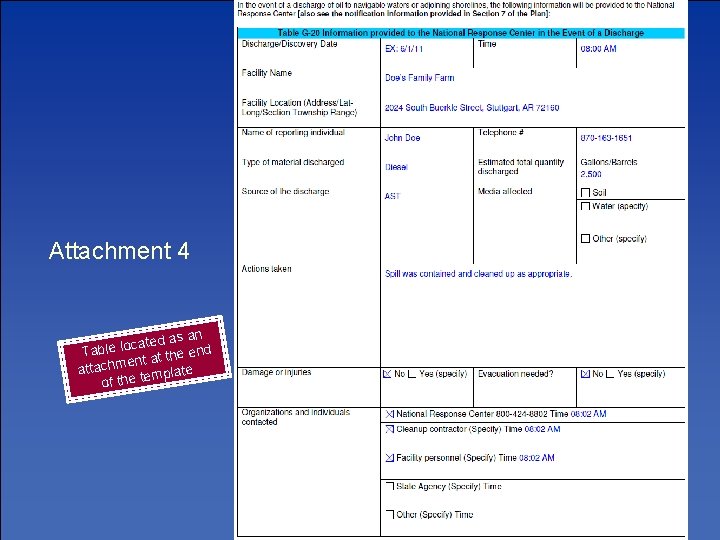 Attachment 4 d as an e t a c lo Table the end t