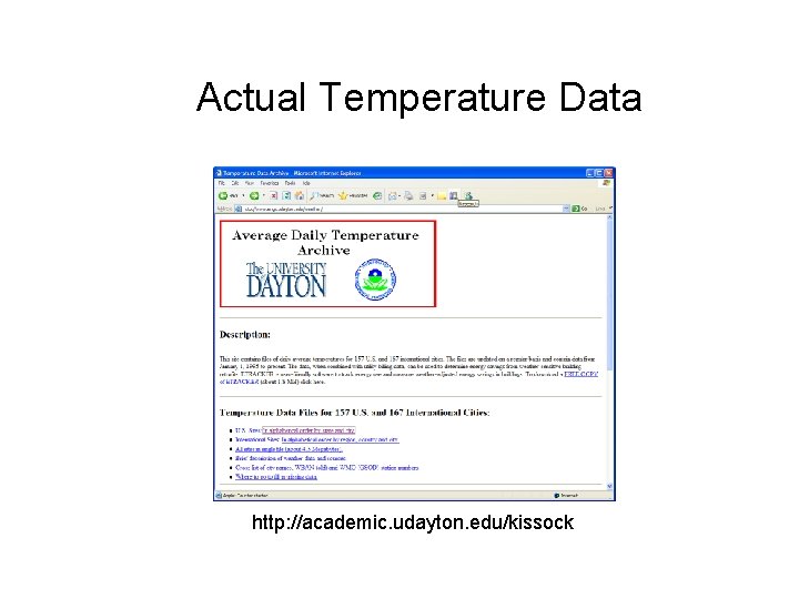 Actual Temperature Data http: //academic. udayton. edu/kissock 