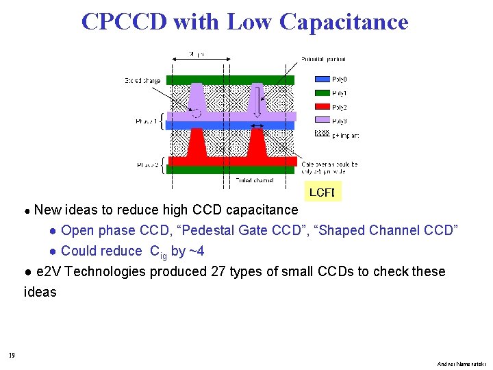 CPCCD with Low Capacitance LCFI ● New ideas to reduce high CCD capacitance ●