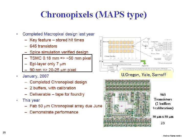 Chronopixels (MAPS type) U. Oregon, Yale, Sarnoff 25 Andrei Nomerotski 