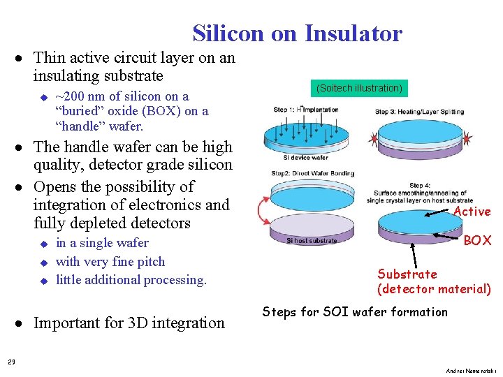 Silicon on Insulator · Thin active circuit layer on an insulating substrate u ~200