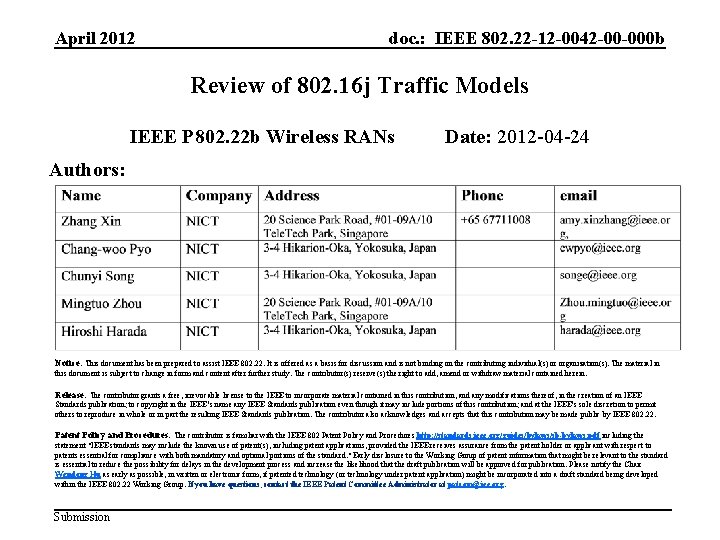 April 2012 doc. : IEEE 802. 22 -12 -0042 -00 -000 b Review of