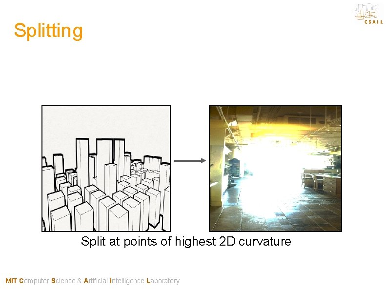 Splitting Split at points of highest 2 D curvature MIT Computer Science & Artificial